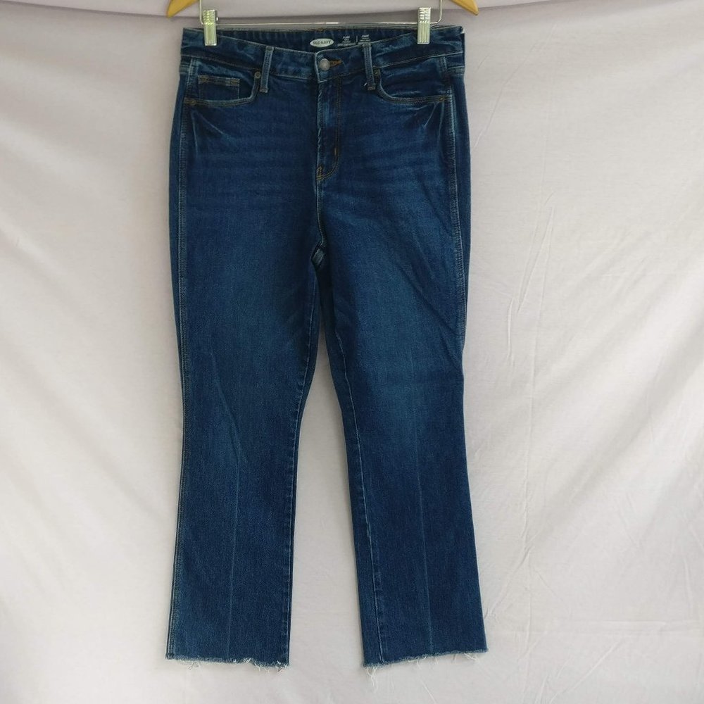 Blue jeans Cropped Rawhem Length size 8TALL 99%cotton+1% stretch